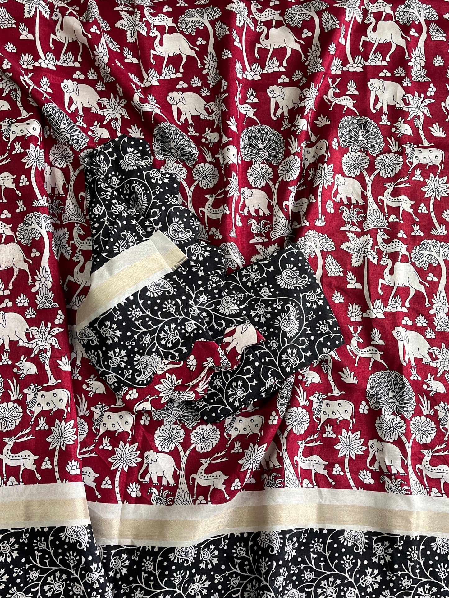 Mangalkari saree with pichwai print on all over the saree