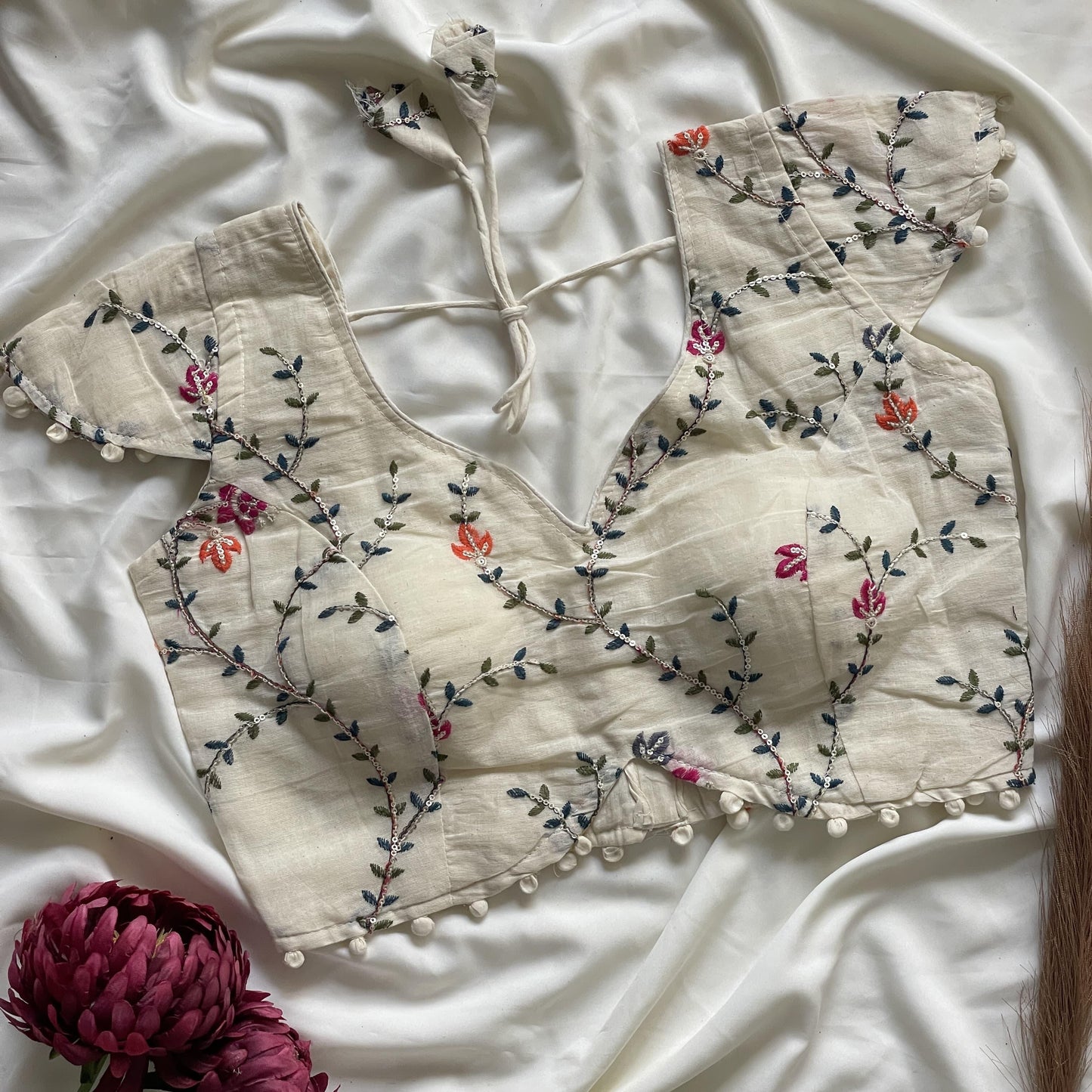 Khadi cotton with Heavy Embroidery work blouse