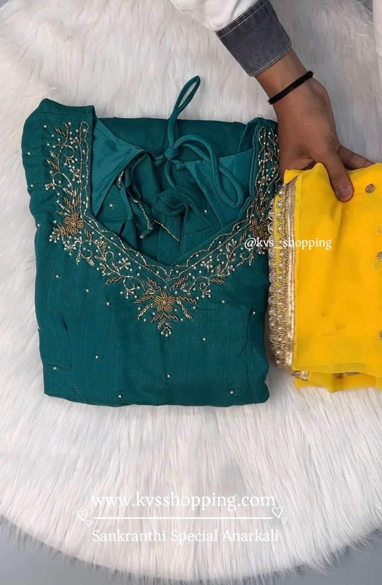 Maggam Anarkali gown with dupatta set