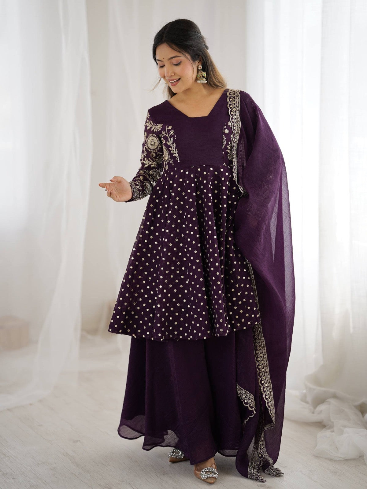 3 Pieces set Anarkali Gown dancing  sets