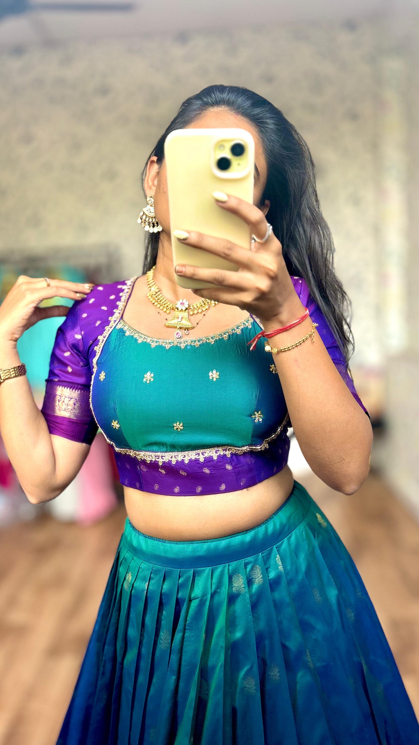 Gadwal Royal Look Maggam Work Insta Top lehenga set