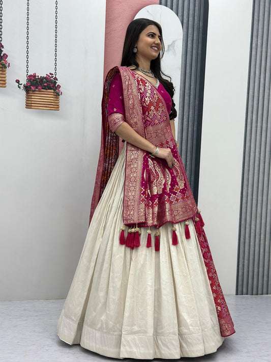 Trending  Concept lehenga with Banarasi saree