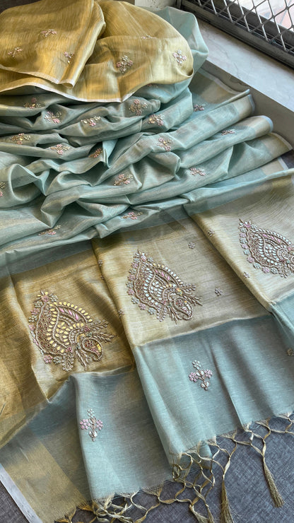 Tissue linen luxe classy saree