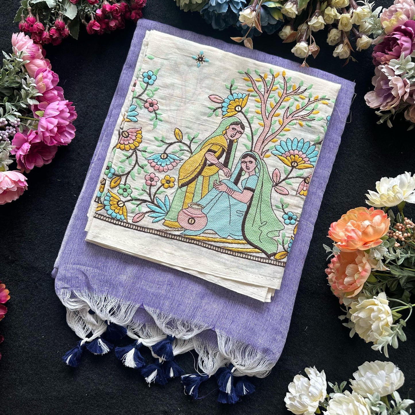 Khadi cotton with embroidery work blouse