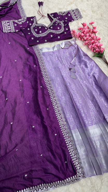 Sweetheart Neckline stitched Blouse  /Kanchipuram Lehenga