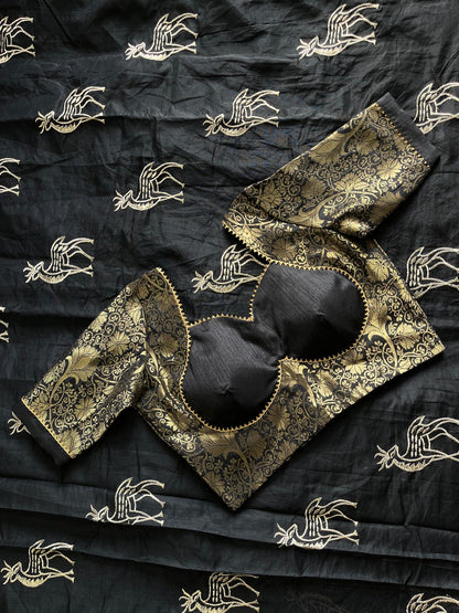 Chanderi Thread zari with desginer stitched blouse