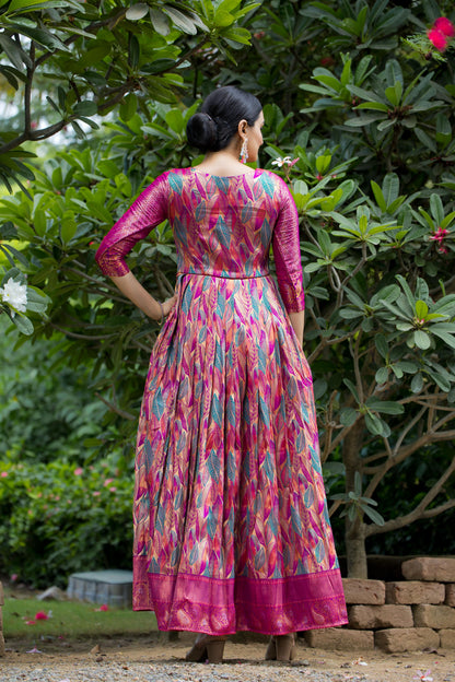 Banarasi Soft silk copper weaving gowns