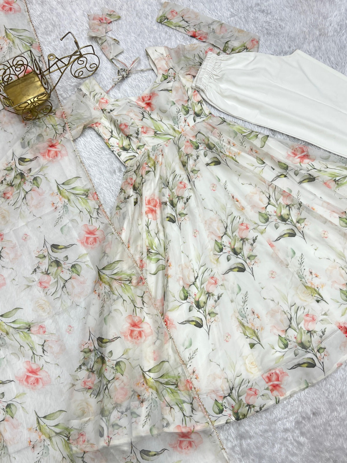 Beautiful Anarkali floral gown for weeding vibes