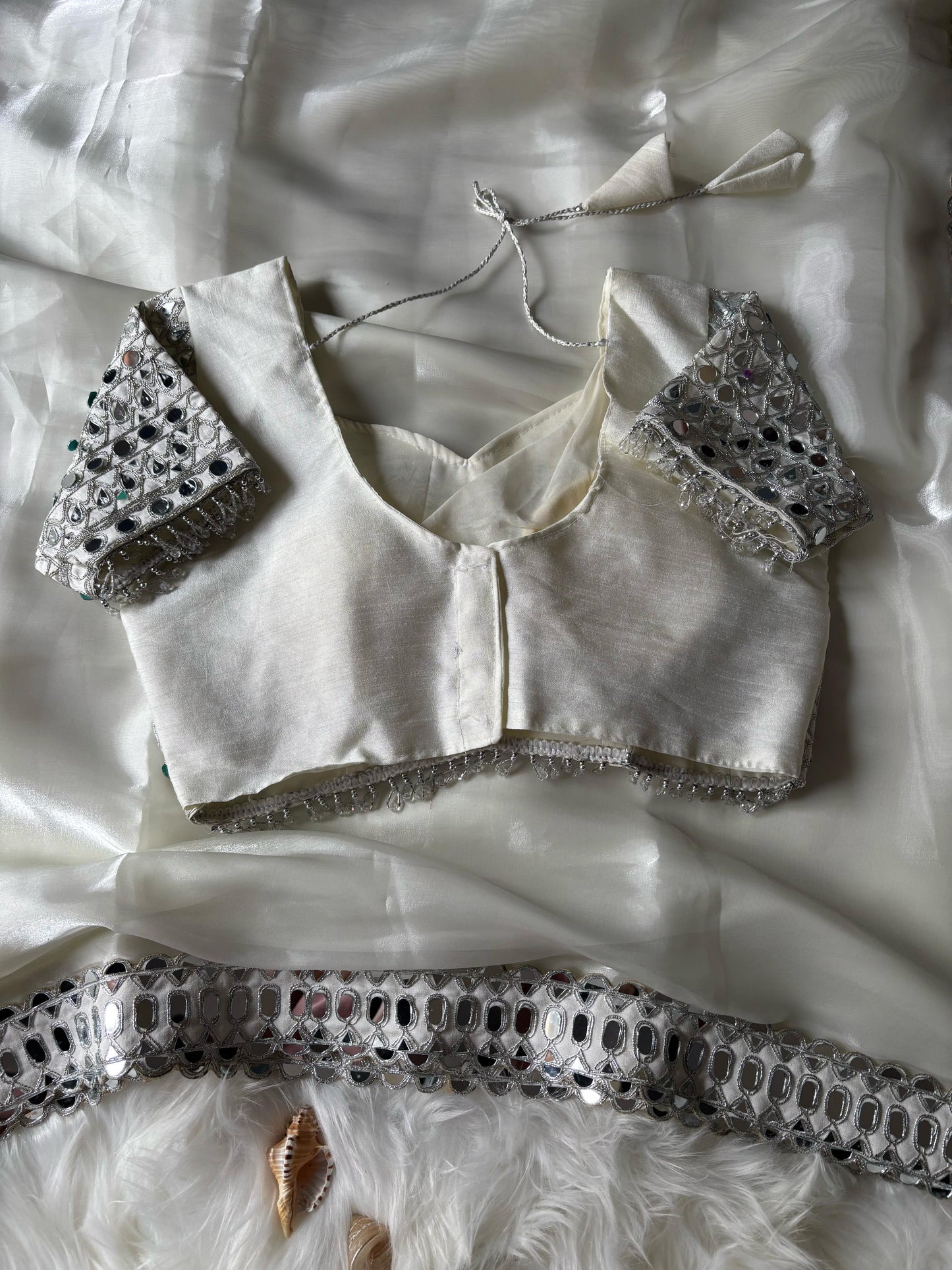 Stitched Blouse With Mirror Saree