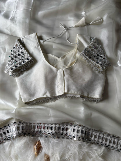 Stitched Blouse With Mirror Saree
