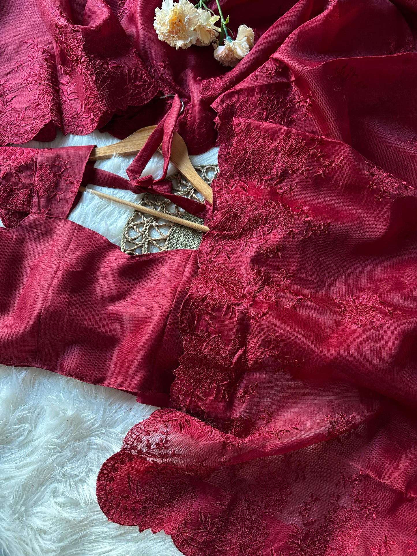 Kota chex saree with Stitched Blouse luxe