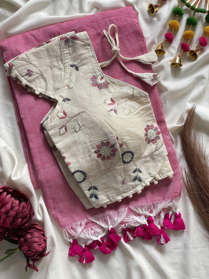 Khadi cotton with Heavy Embroidery work blouse