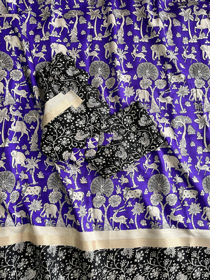 Mangalkari saree with pichwai print on all over the saree