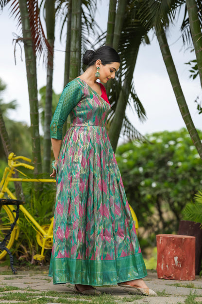 Banarasi Soft silk copper weaving gowns