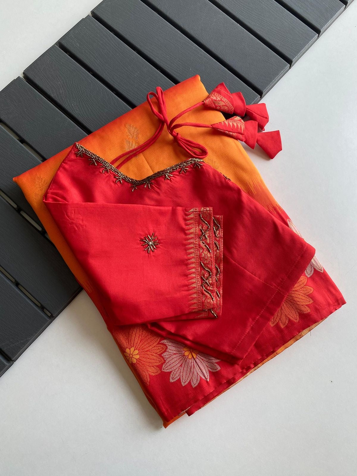 Soft silk luxe saree with stitched Blouses