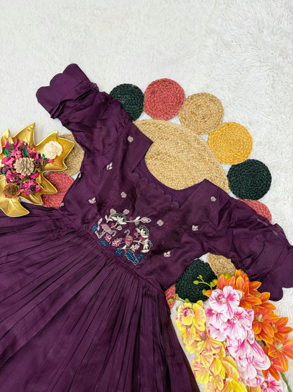 Kora Checks Cotton Maggam work gowns