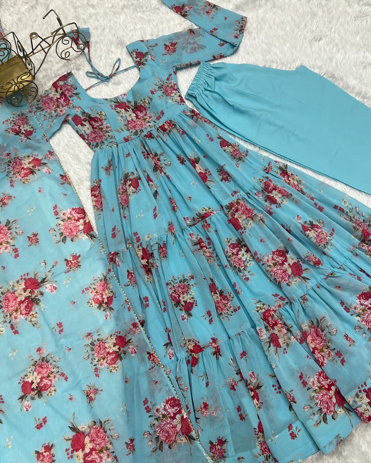 Georgette long Anarkali set /Kurta