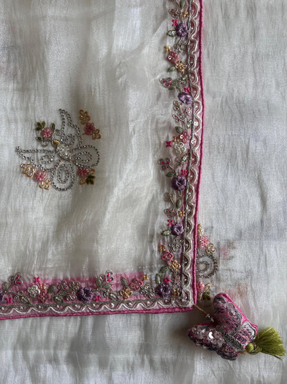 Luxe organza with coding work stitched blouse saree