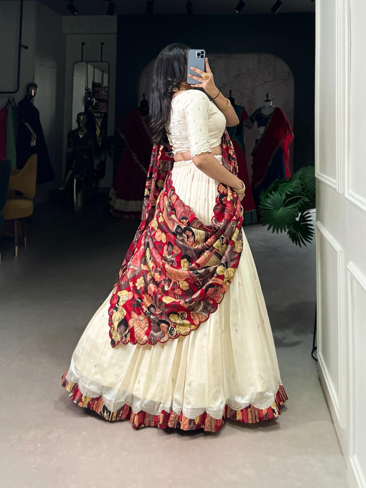Kalamkari new vichitra  silk  Lehnags’s