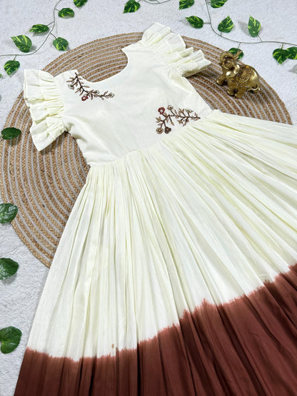 Mull mull maggam  work gowns