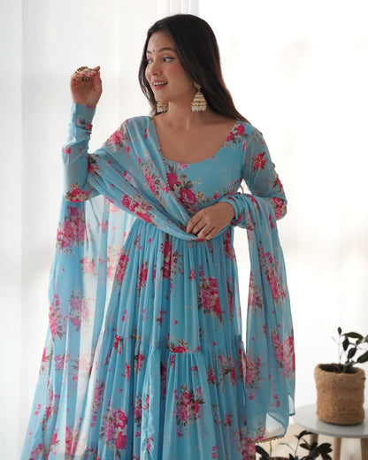 Georgette long Anarkali set /Kurta
