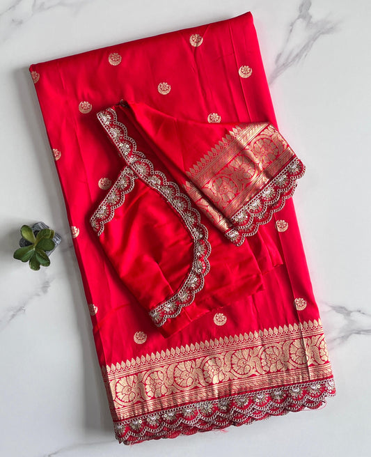 Banarasi Pattu saree With stitched Blouse
