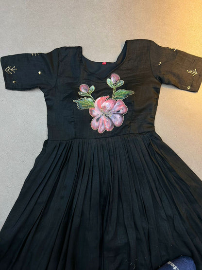 Hand painted Classic Gown with dupatta