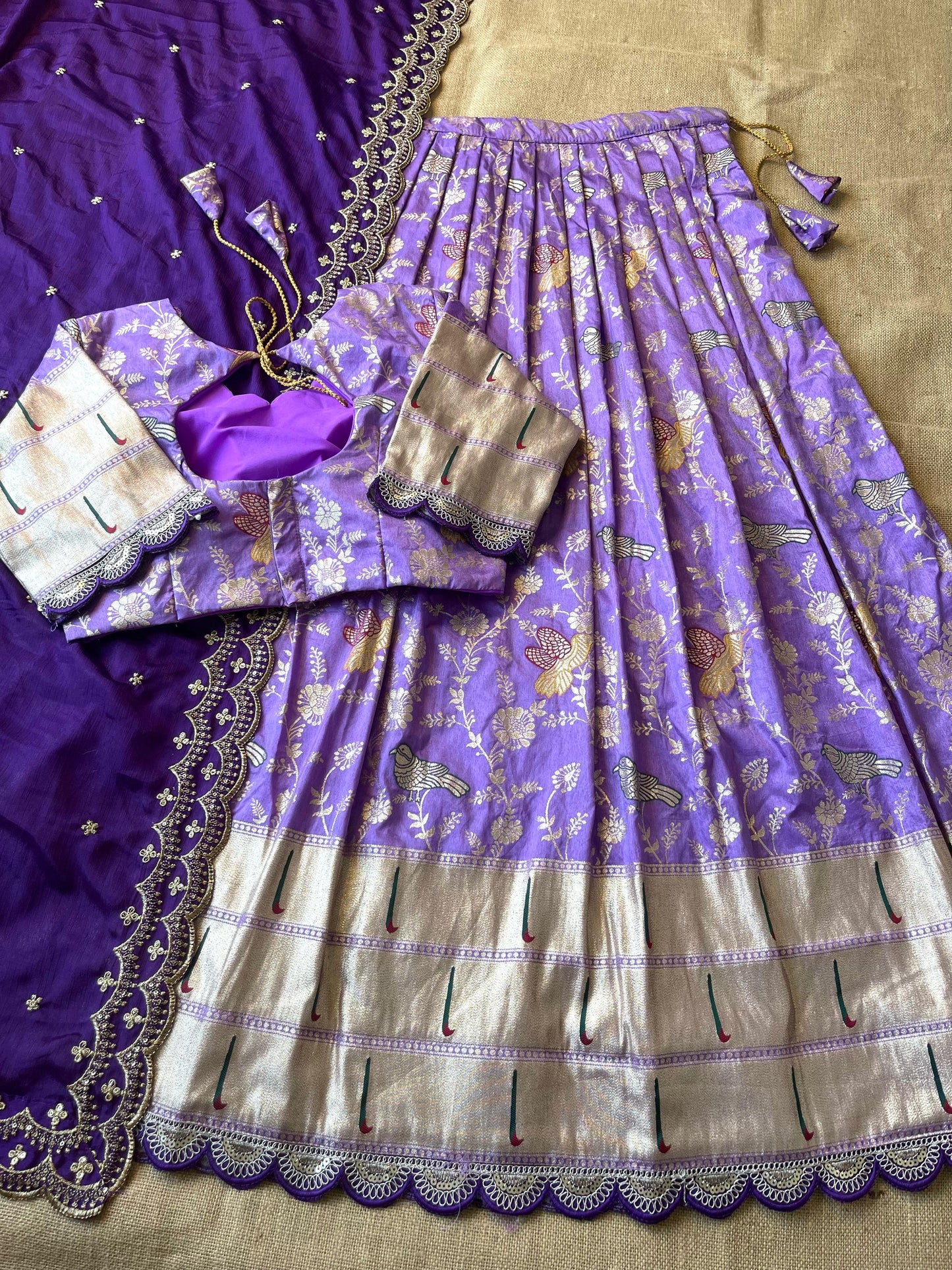 Flower Concept with Muniya paithani border fully stitched lehengas