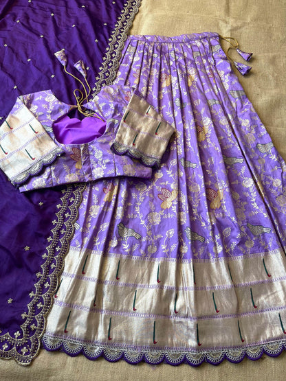 Flower Concept with Muniya paithani border fully stitched lehengas
