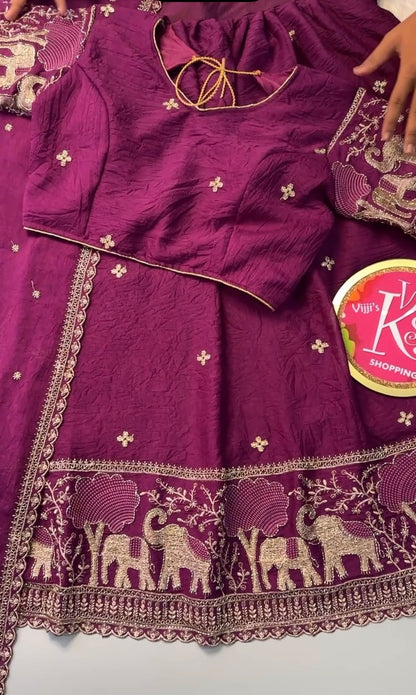 Elephant handwork cutwork Lehenga