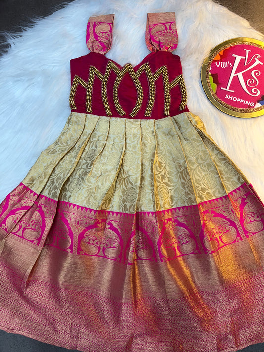 Kids classic lotus pattu frock