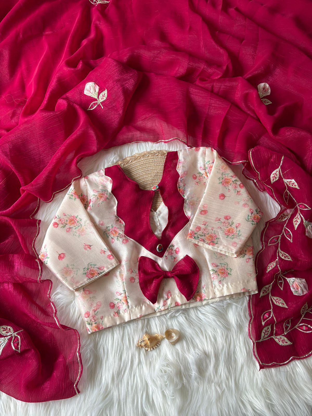 Soft Crunchy crush stitched blouse sarees