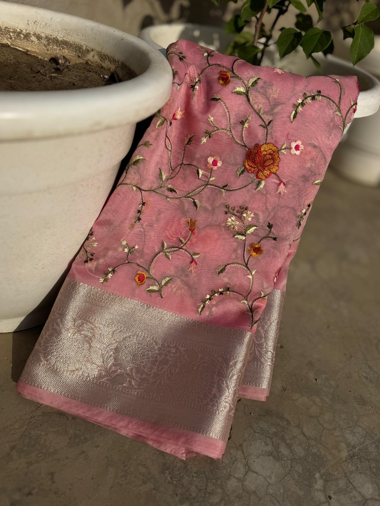 Banarasi Kora organza embroidery sarees