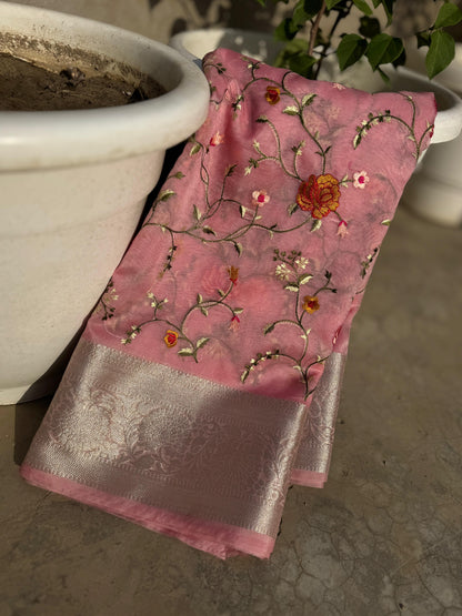 Banarasi Kora organza embroidery sarees