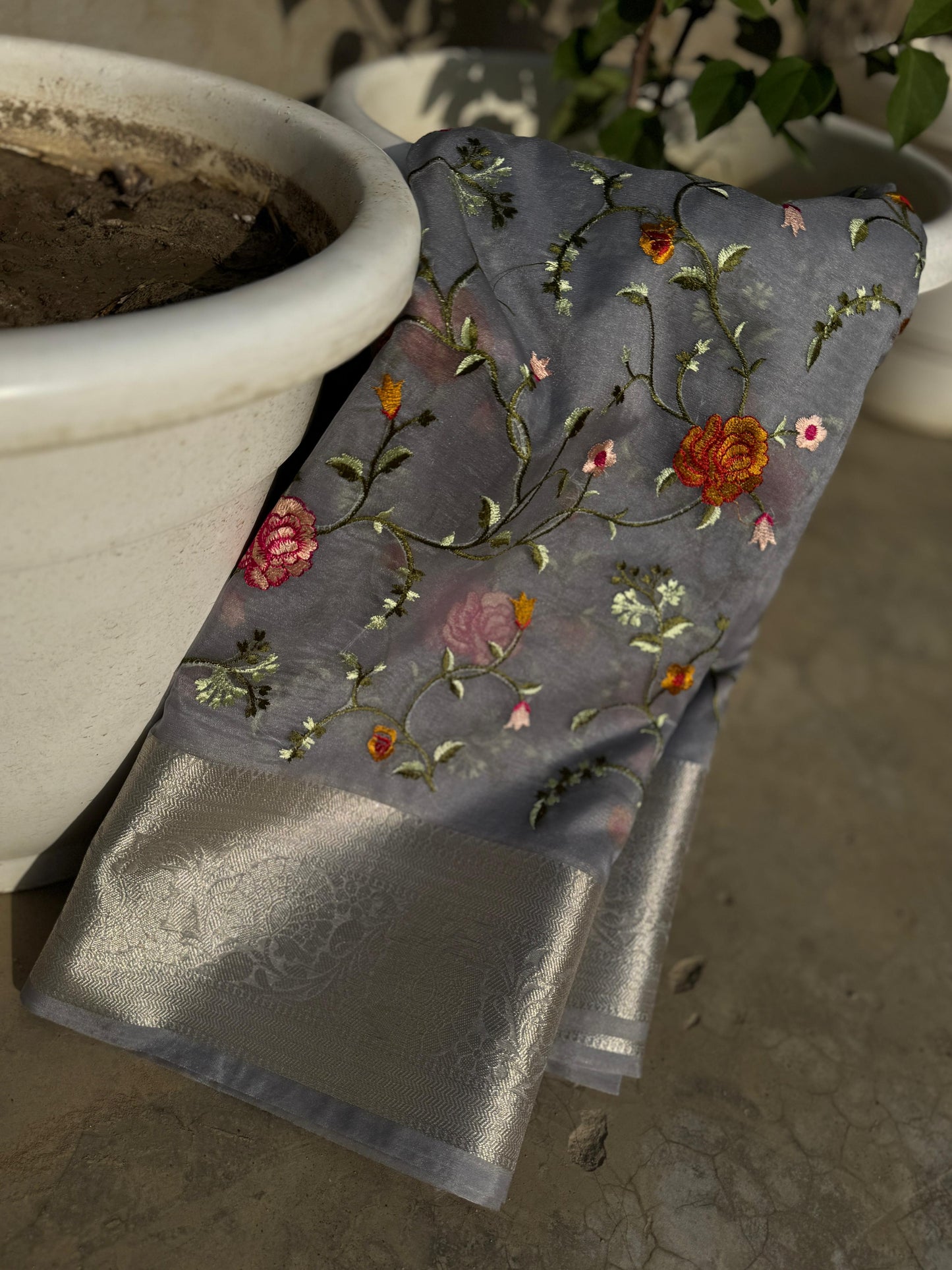 Banarasi Kora organza embroidery sarees