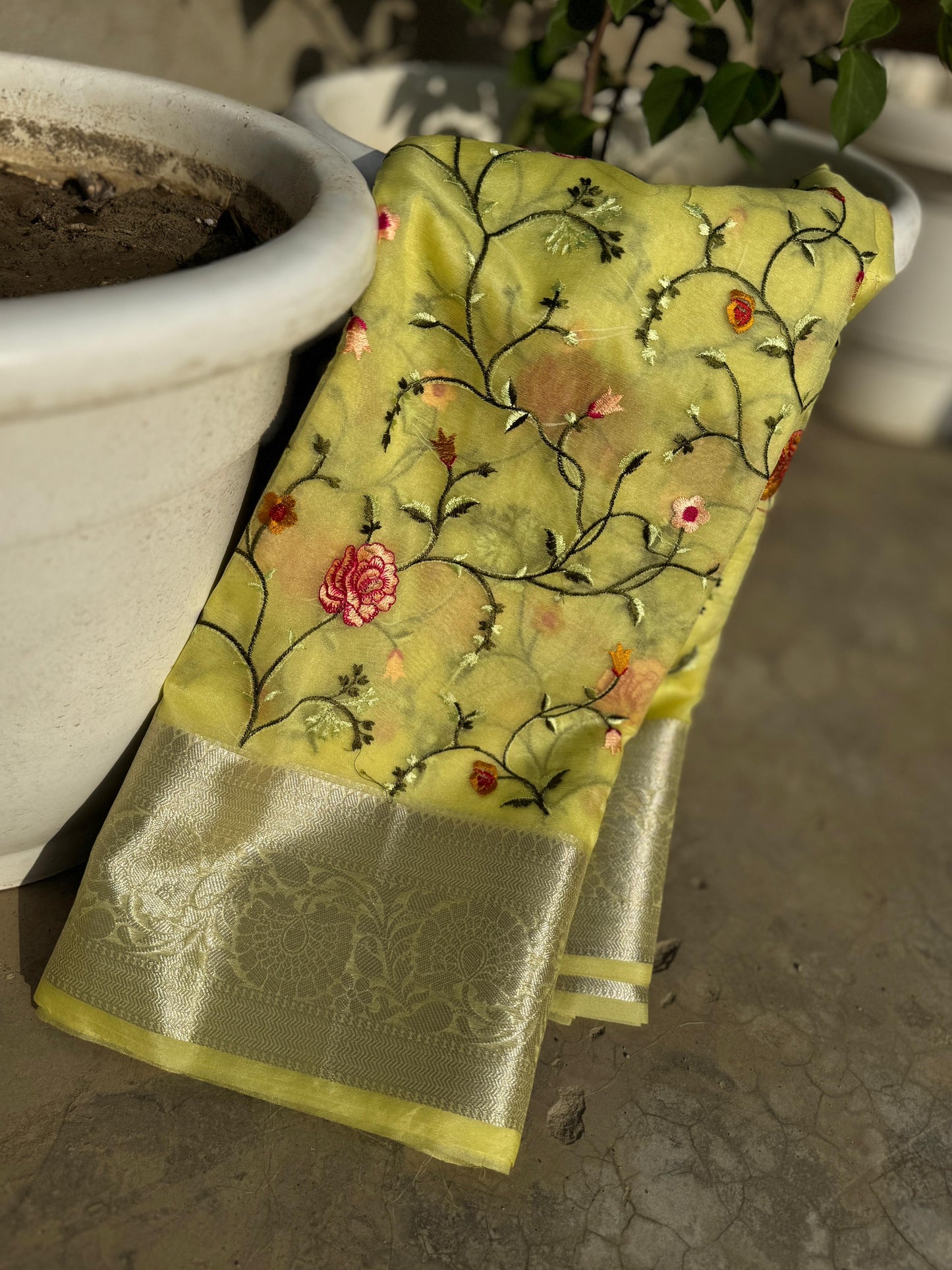 Banarasi Kora organza embroidery sarees