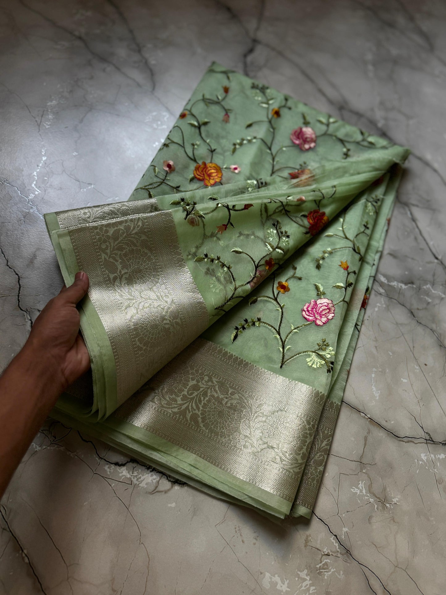 Banarasi Kora organza embroidery sarees