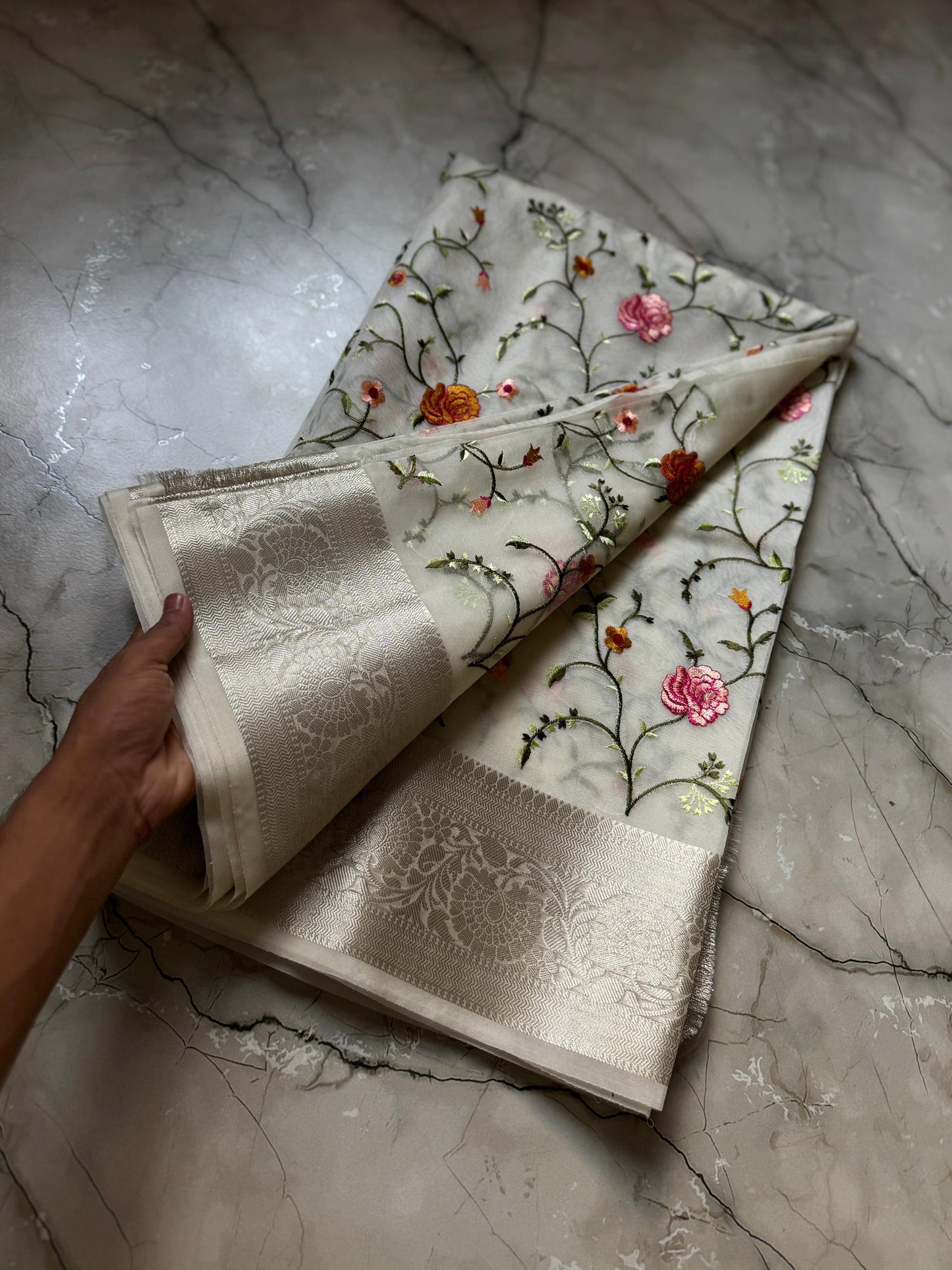 Banarasi Kora organza embroidery sarees