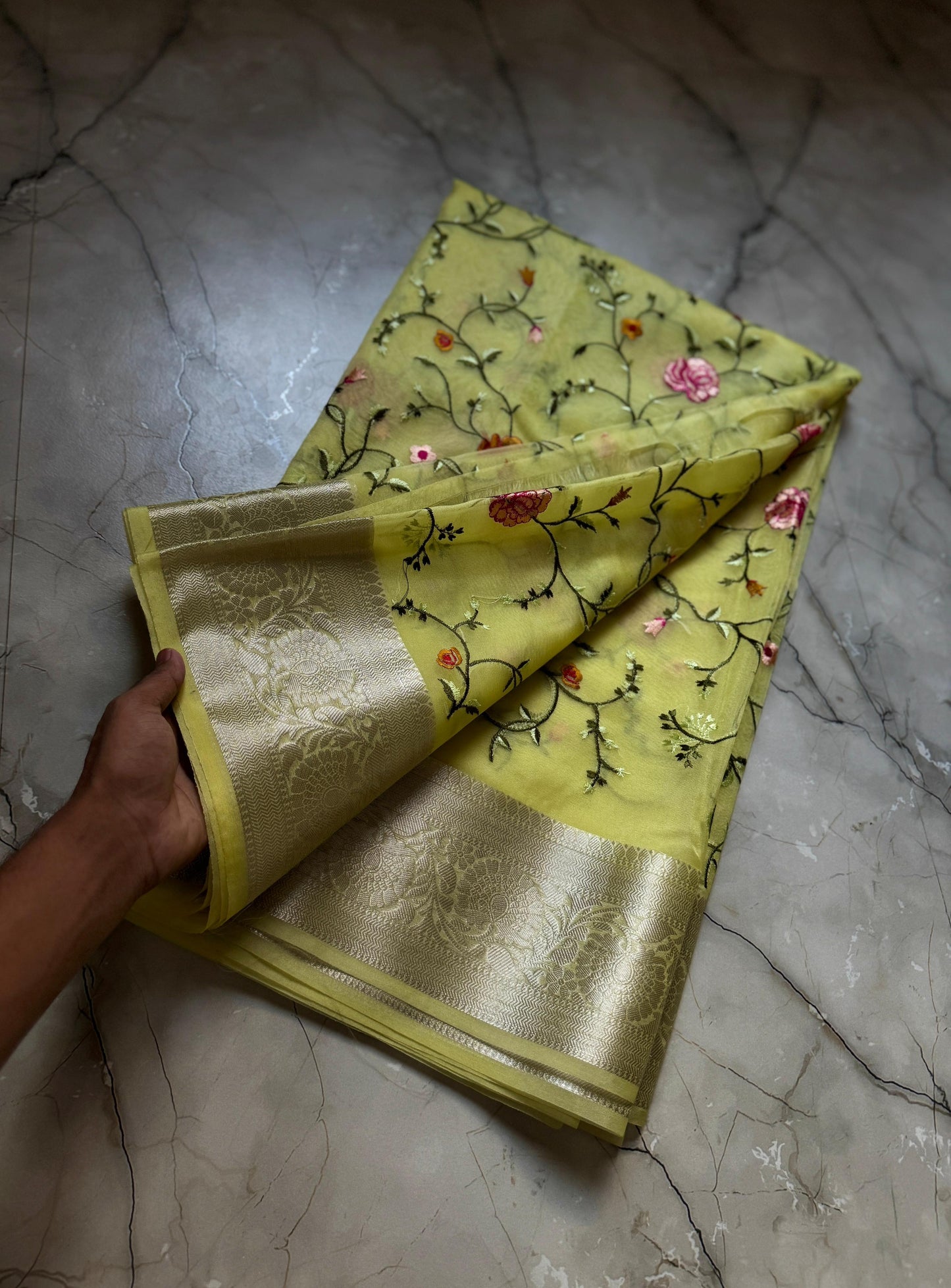 Banarasi Kora organza embroidery sarees