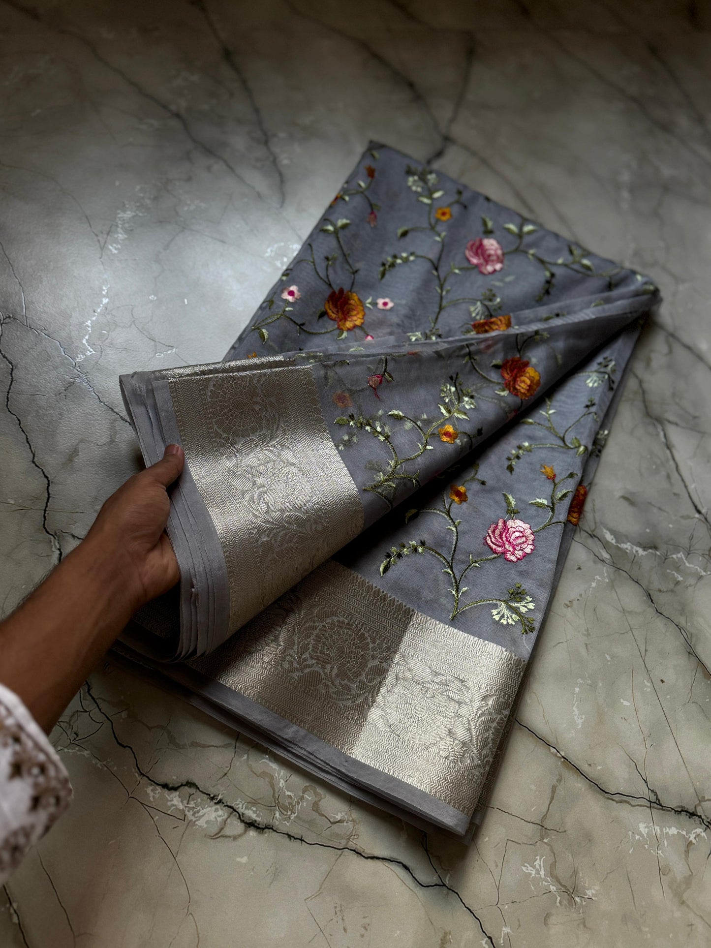 Banarasi Kora organza embroidery sarees