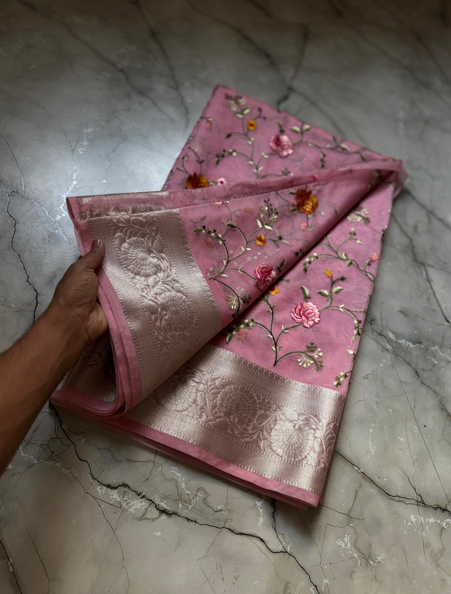 Banarasi Kora organza embroidery sarees