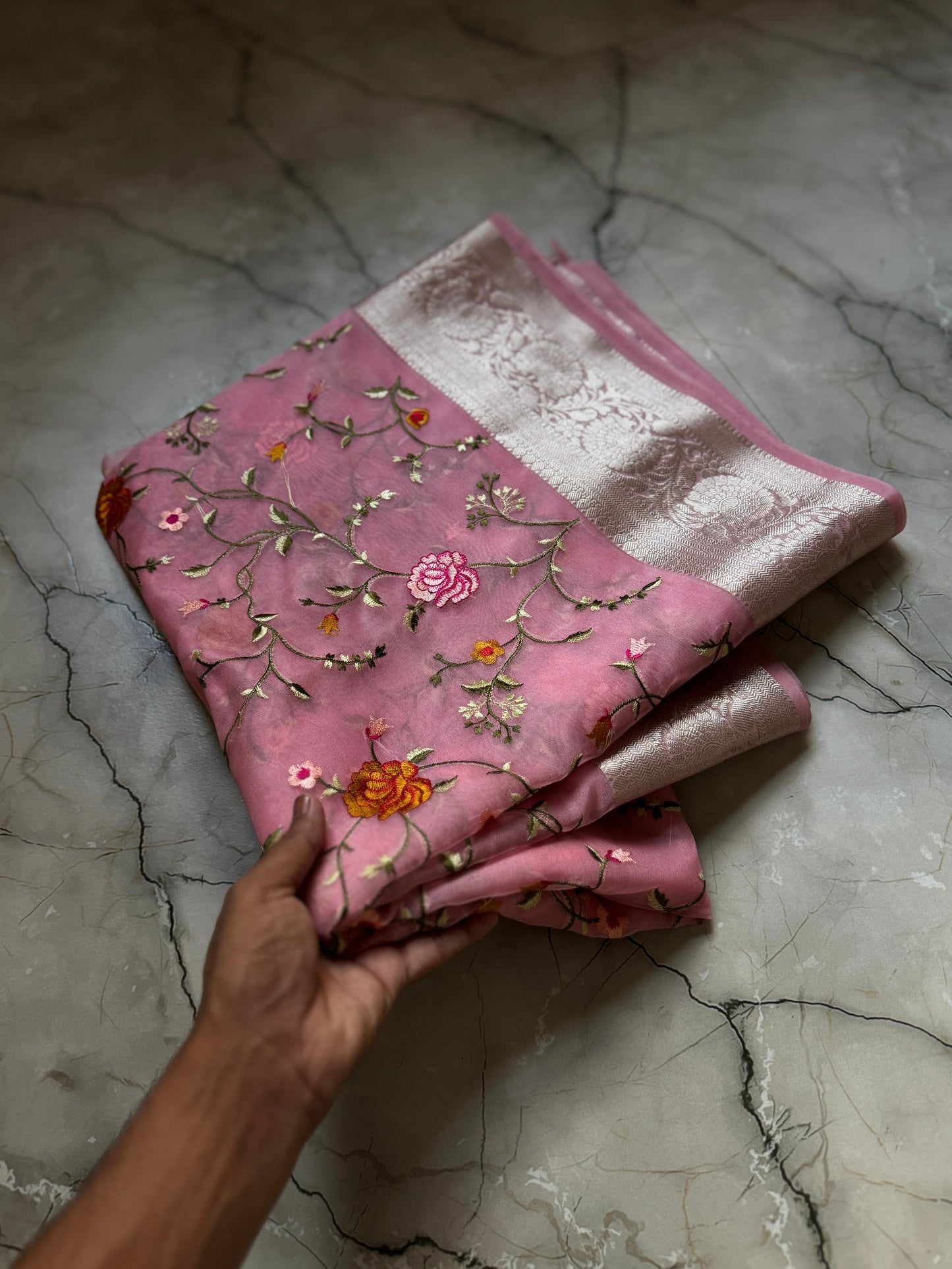 Banarasi Kora organza embroidery sarees