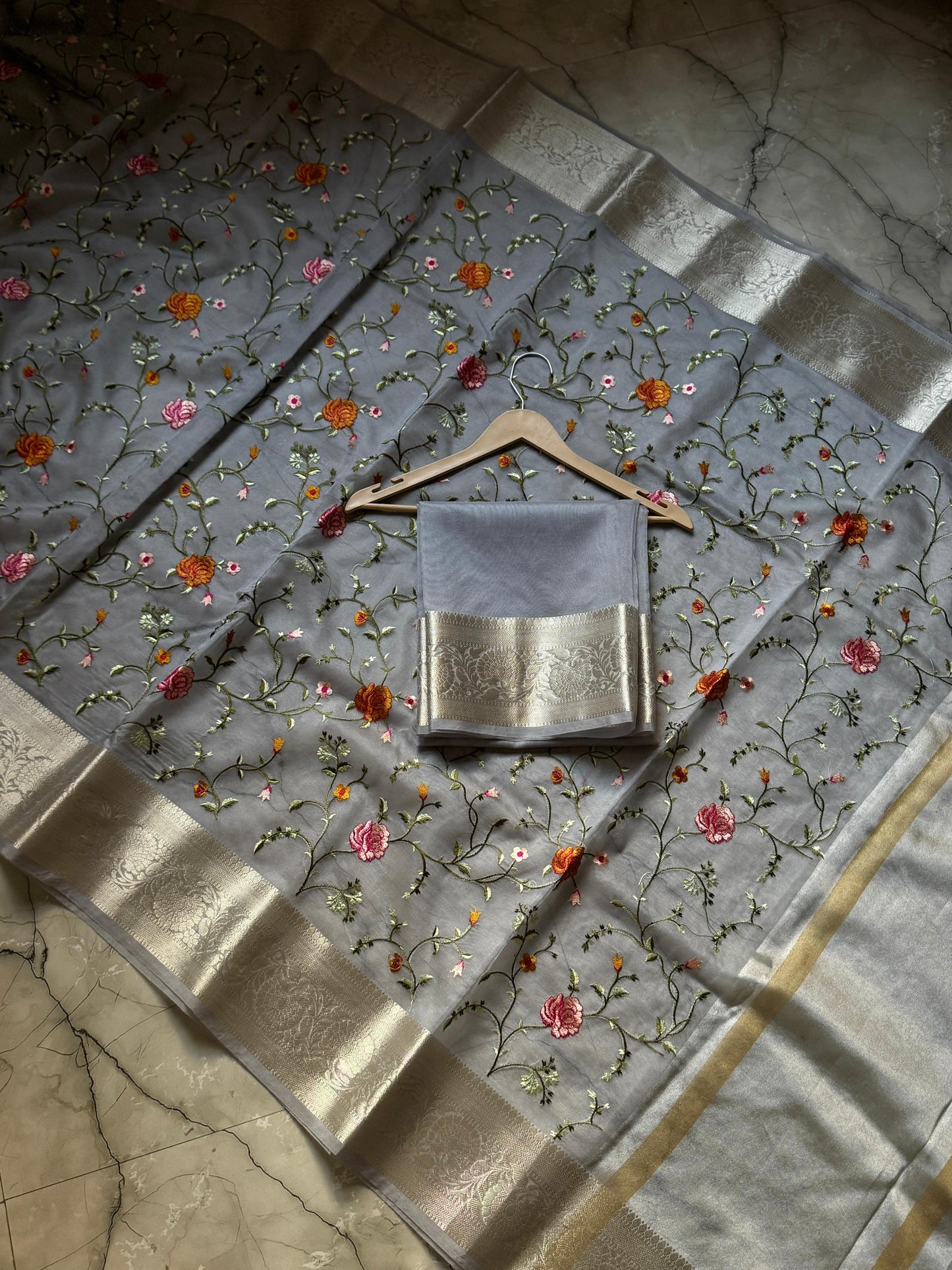 Banarasi Kora organza embroidery sarees