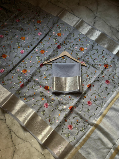 Banarasi Kora organza embroidery sarees