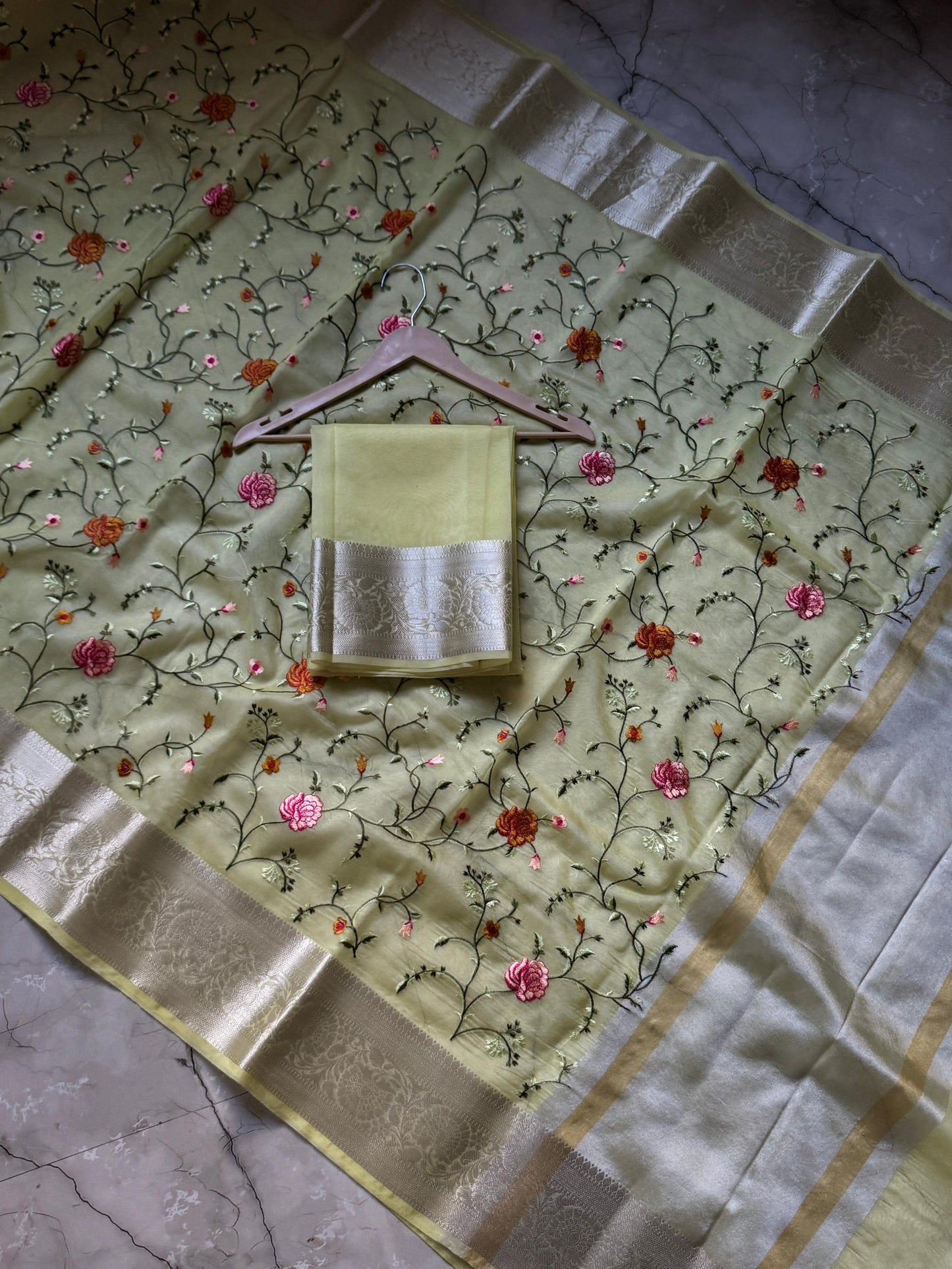Banarasi Kora organza embroidery sarees