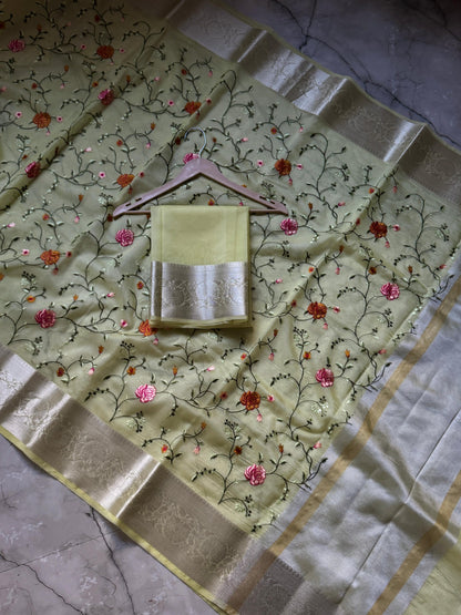 Banarasi Kora organza embroidery sarees