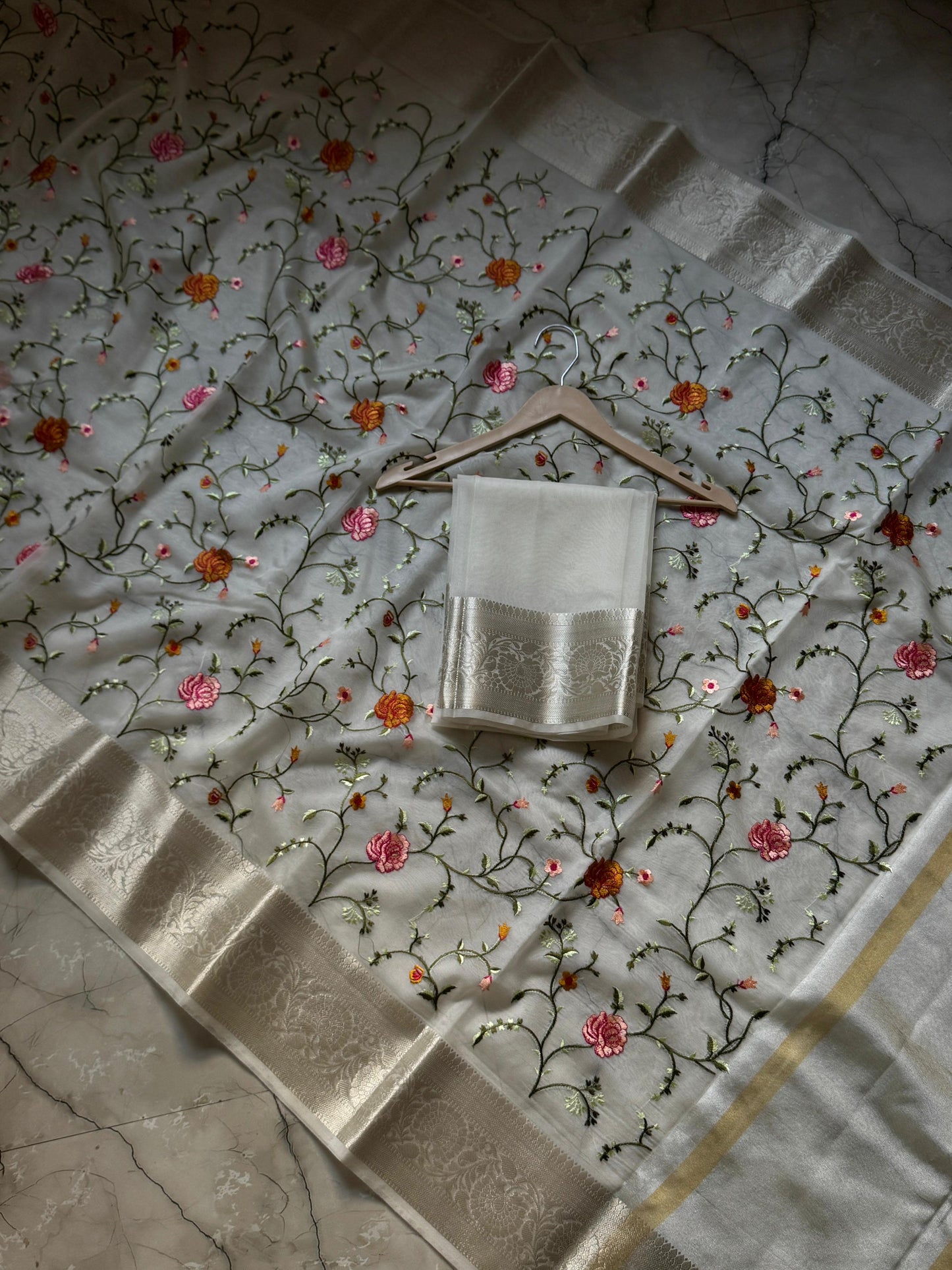 Banarasi Kora organza embroidery sarees