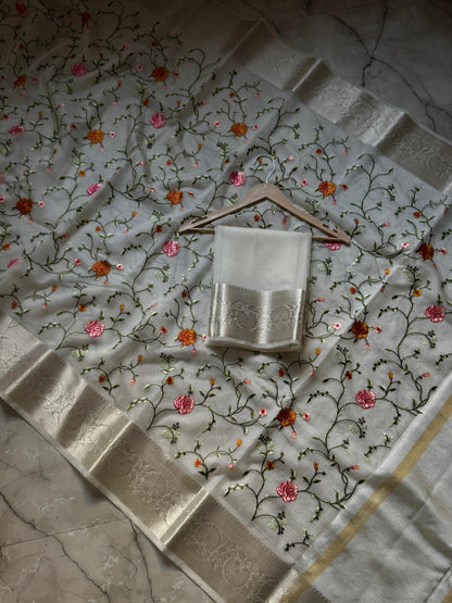 Banarasi Kora organza embroidery sarees