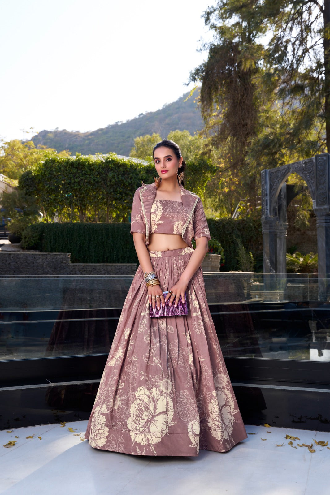 Tussle silk Lehenga  with Coart blooming Charm
