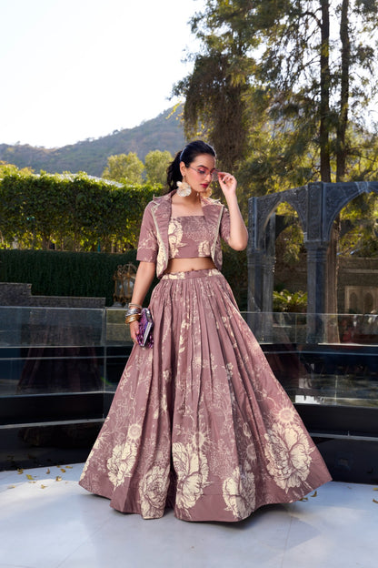 Tussle silk Lehenga  with Coart blooming Charm